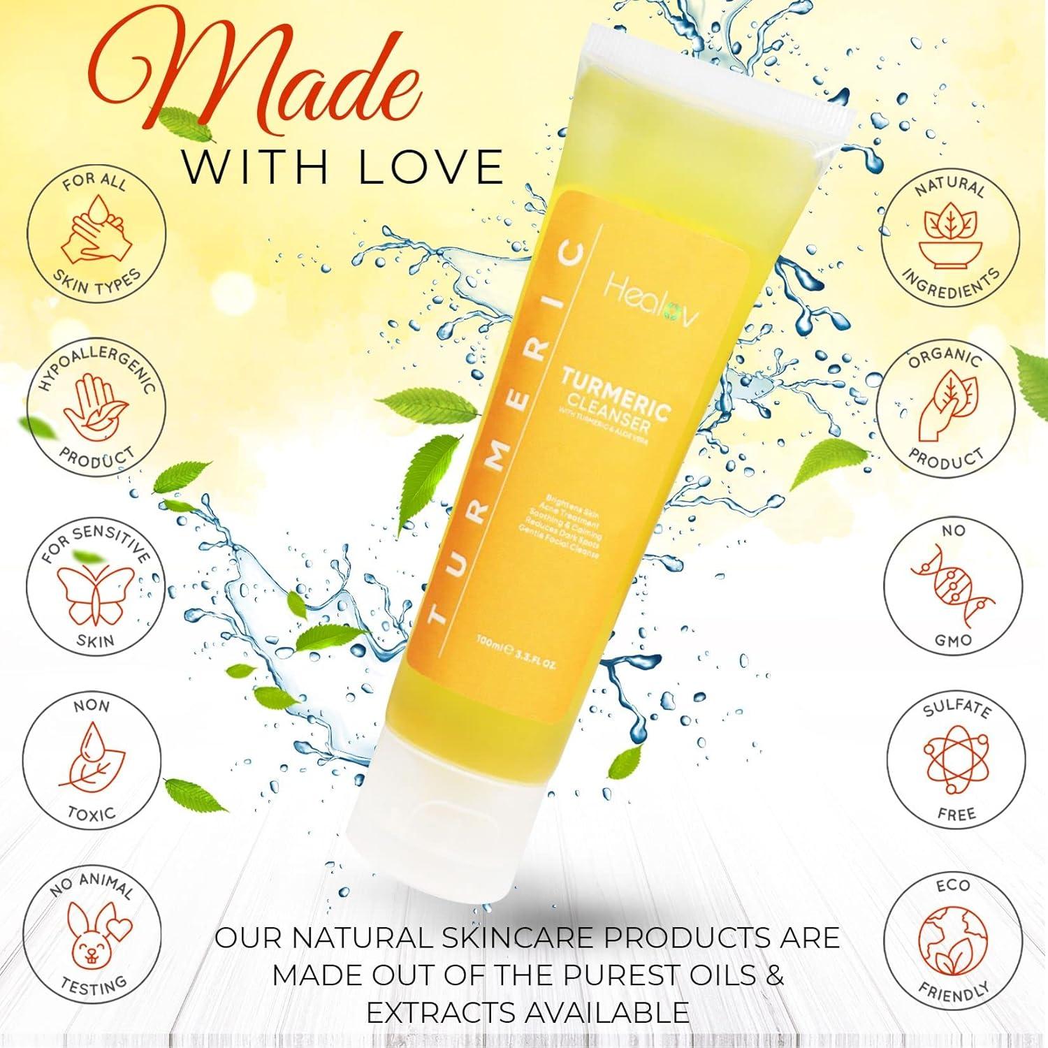 Jabón Facial de Cúrcuma Healov 100 ml - Natural Anti Envejecimiento