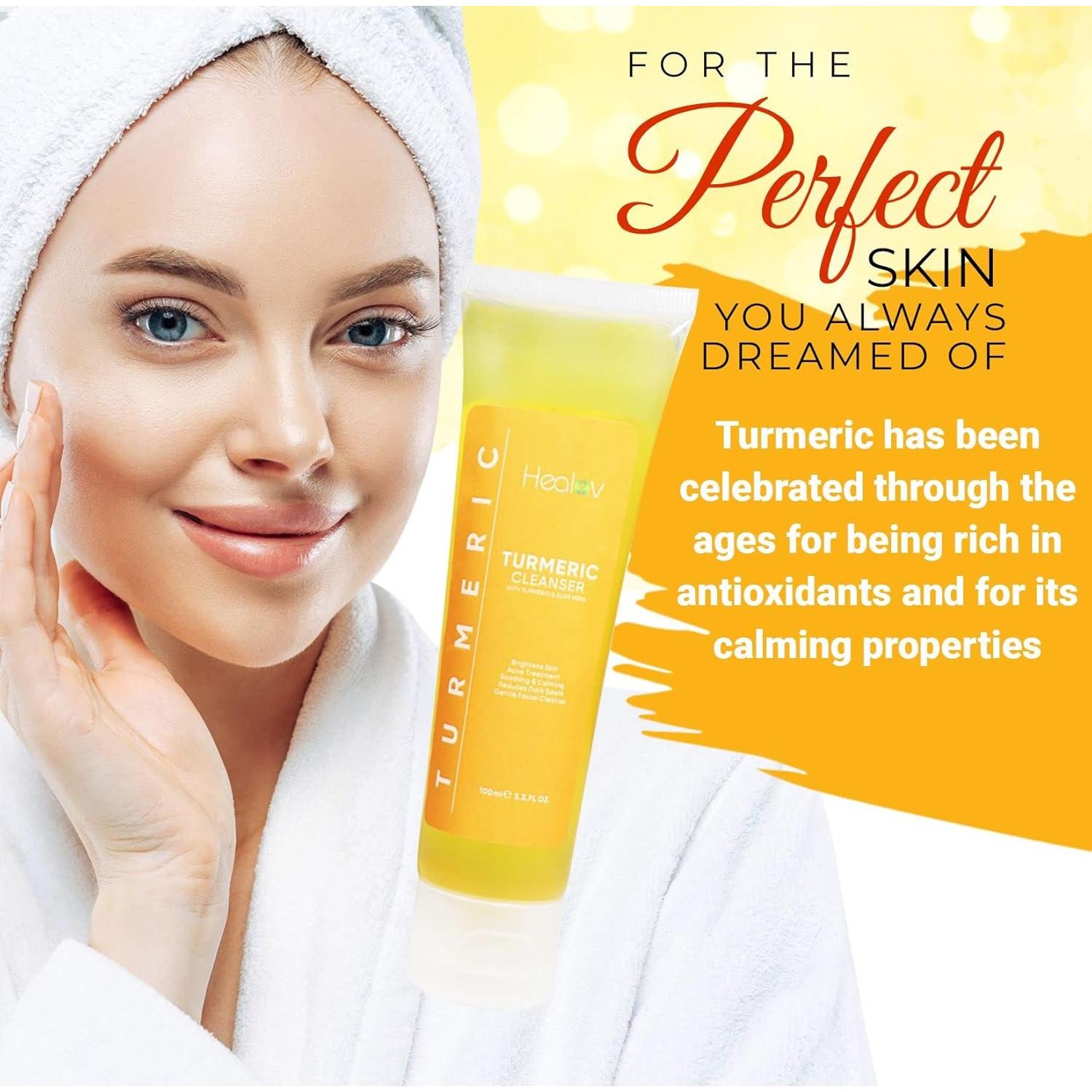 Jabón Facial de Cúrcuma Healov 100 ml - Natural Anti Envejecimiento