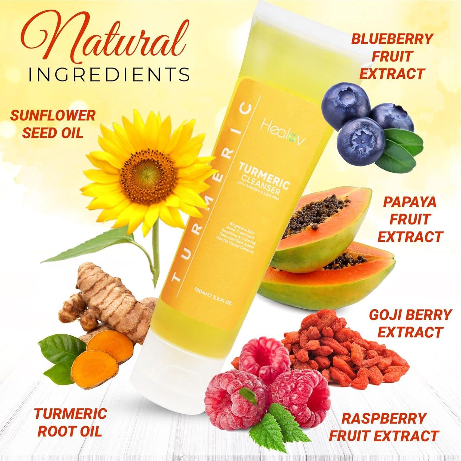 Jabón Facial de Cúrcuma Healov 100 ml - Natural Anti Envejecimiento