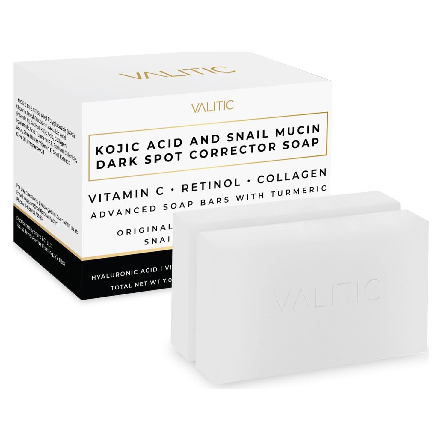 Jabón de Mucina de Caracol VALITIC con Cúrcuma y Ácido Kójico - 2 Paquete