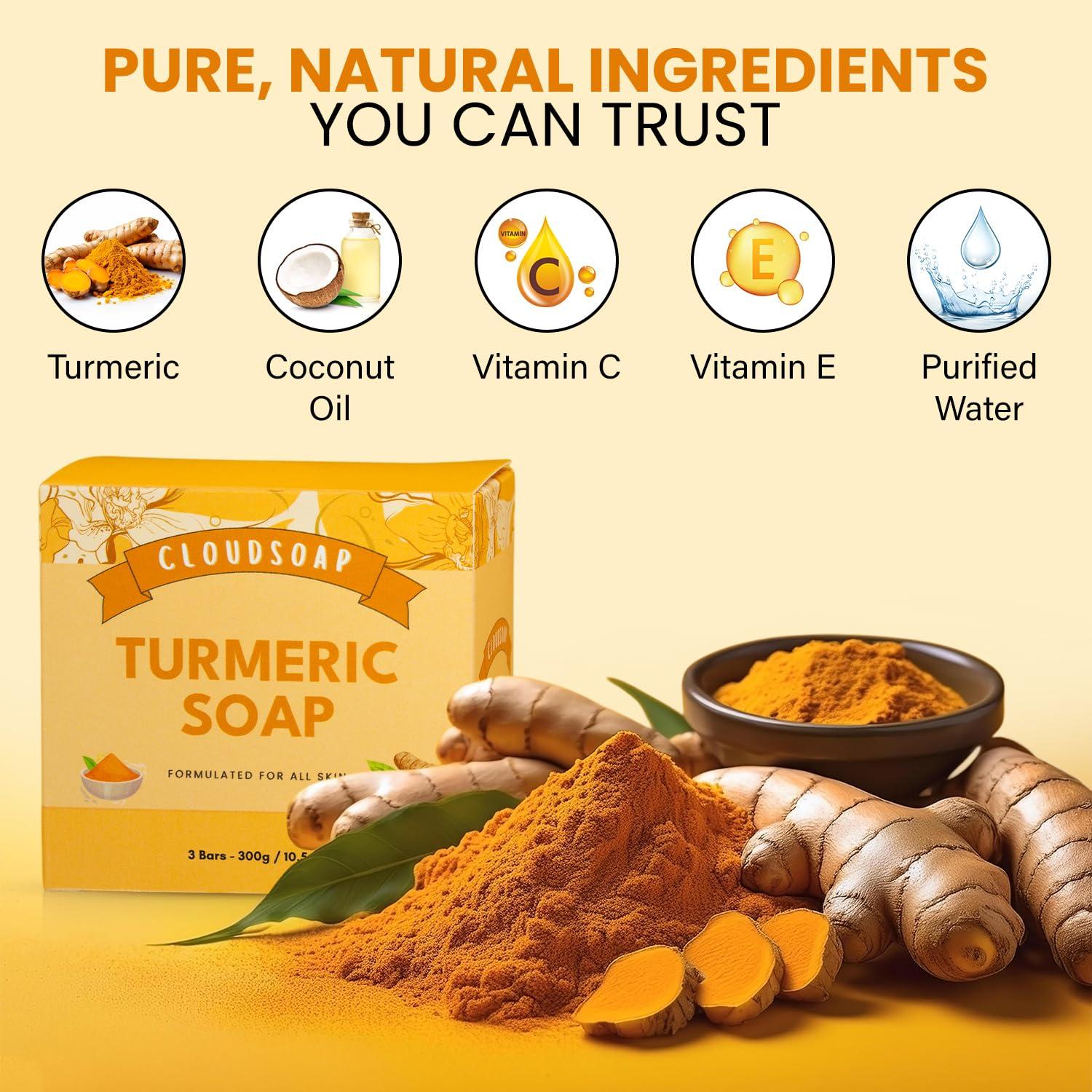 Jabón de Cúrcuma Cloudsoap - Barra Hidratante 3x99g