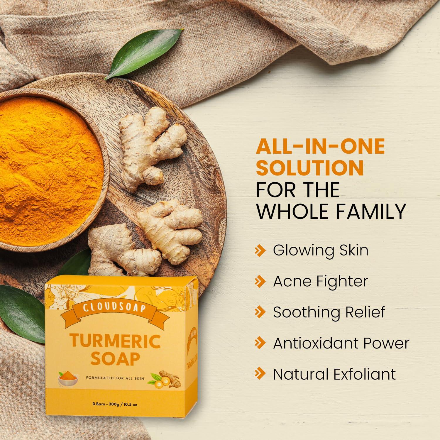 Jabón de Cúrcuma Cloudsoap - Barra Hidratante 3x99g