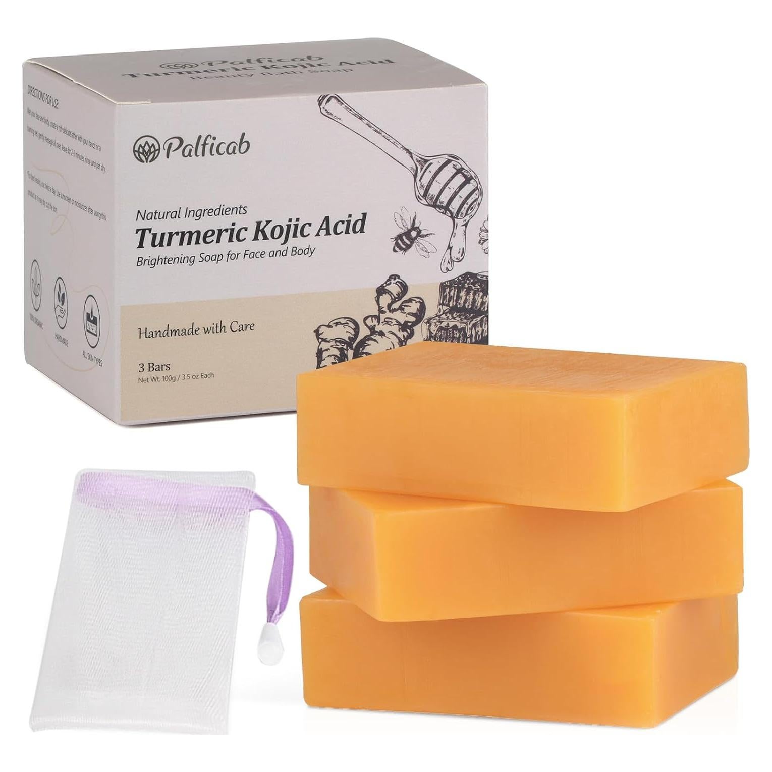 Jabón Aclarador de Piel PALFICAB con Ácido Kójico y Cúrcuma
