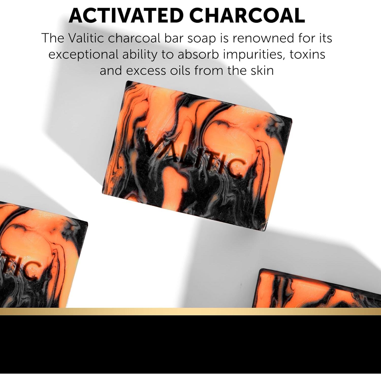 Jabón de Carbón Activado Valitic - Ácido Kójico y Cúrcuma 4 Unidades