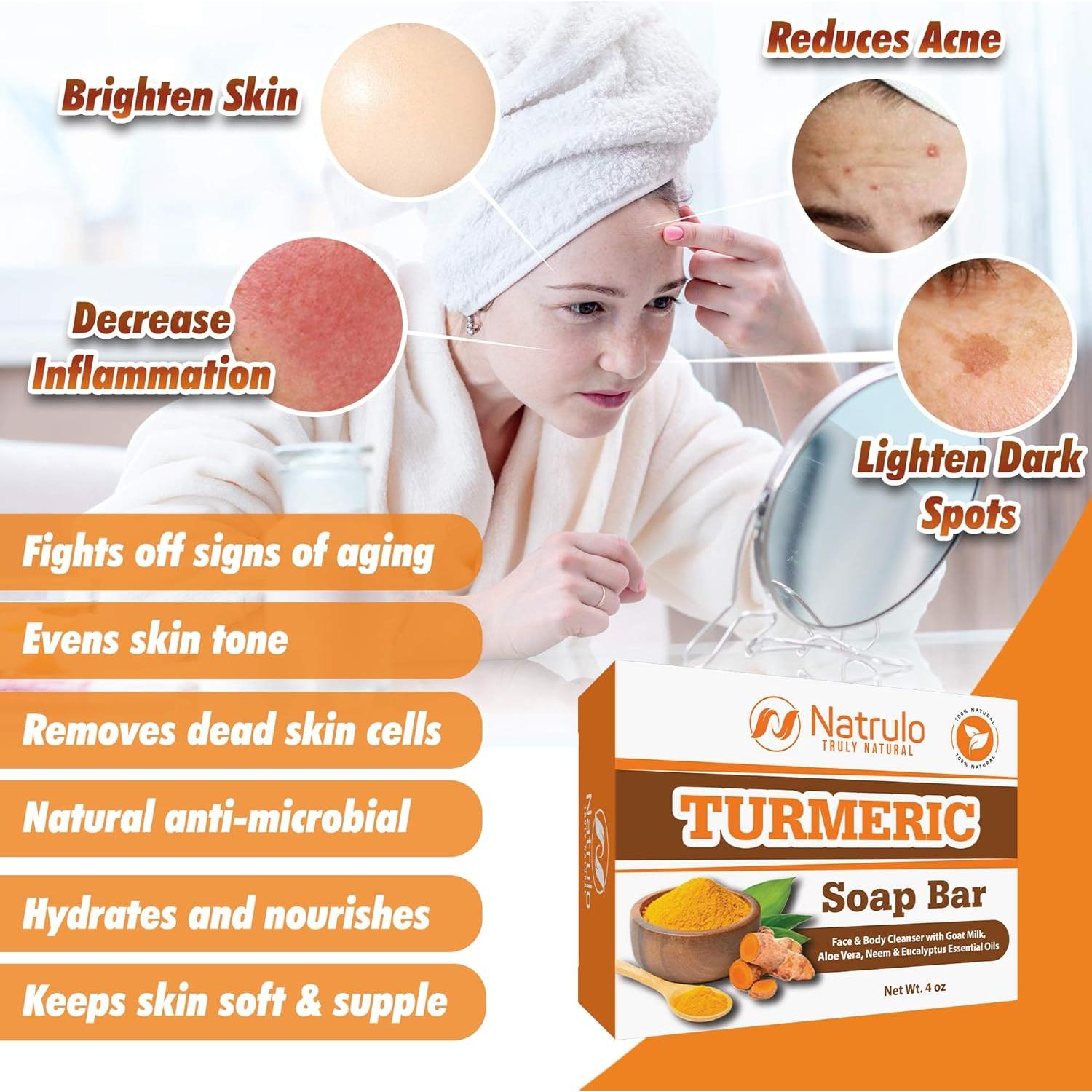 Jabón Natural de Cúrcuma Herblov 159g - Ilumina Piel y Reduce Acné