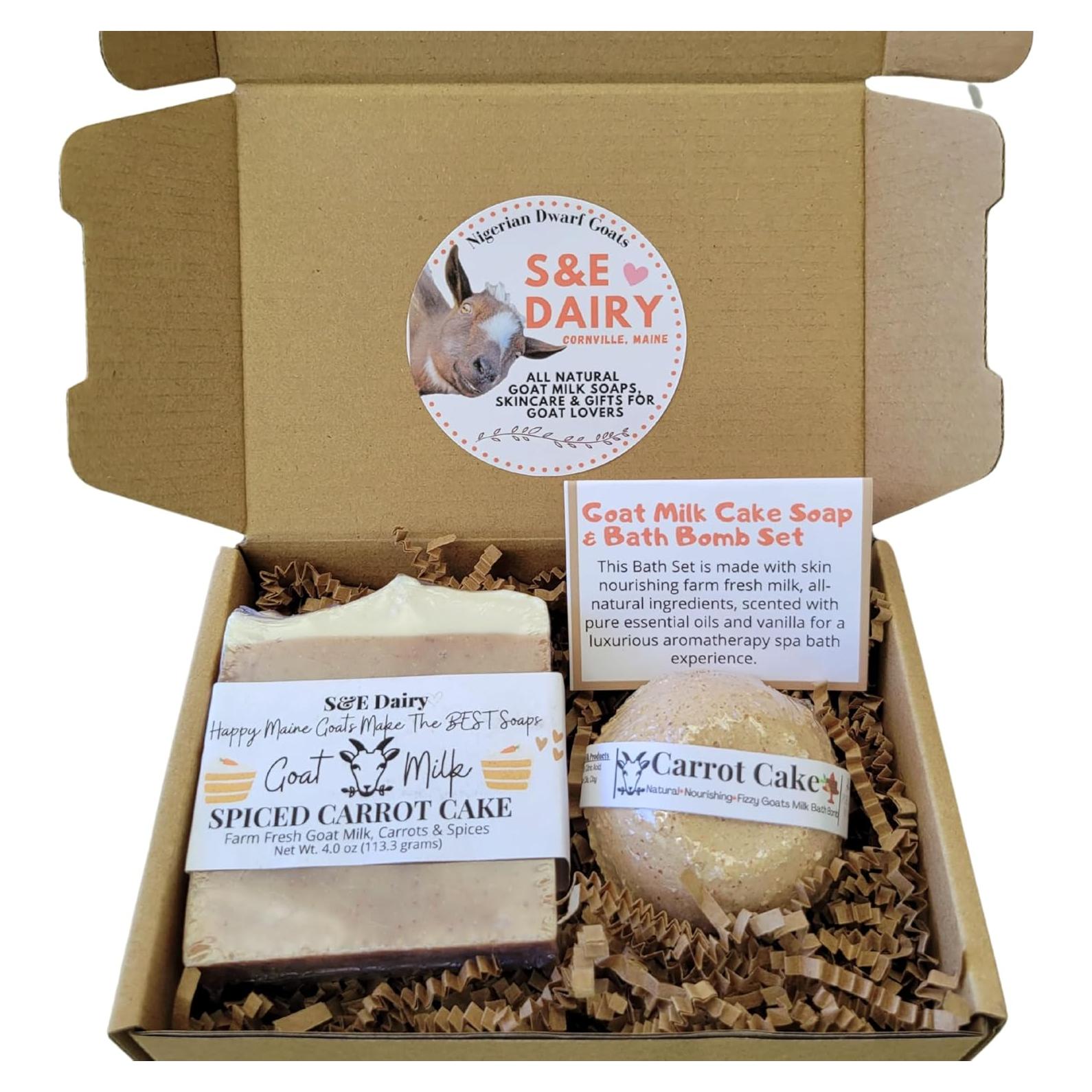 Set de Baño Jabón de Leche de Cabra y Bomba de Pastel de Zanahoria
