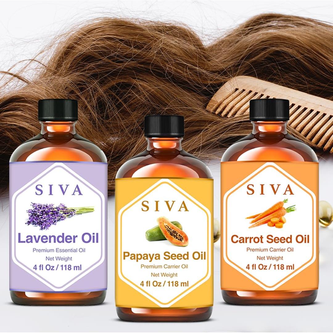 Combo Aceites Naturales SIVA: Papaya, Zanahoria y Lavanda 118ml