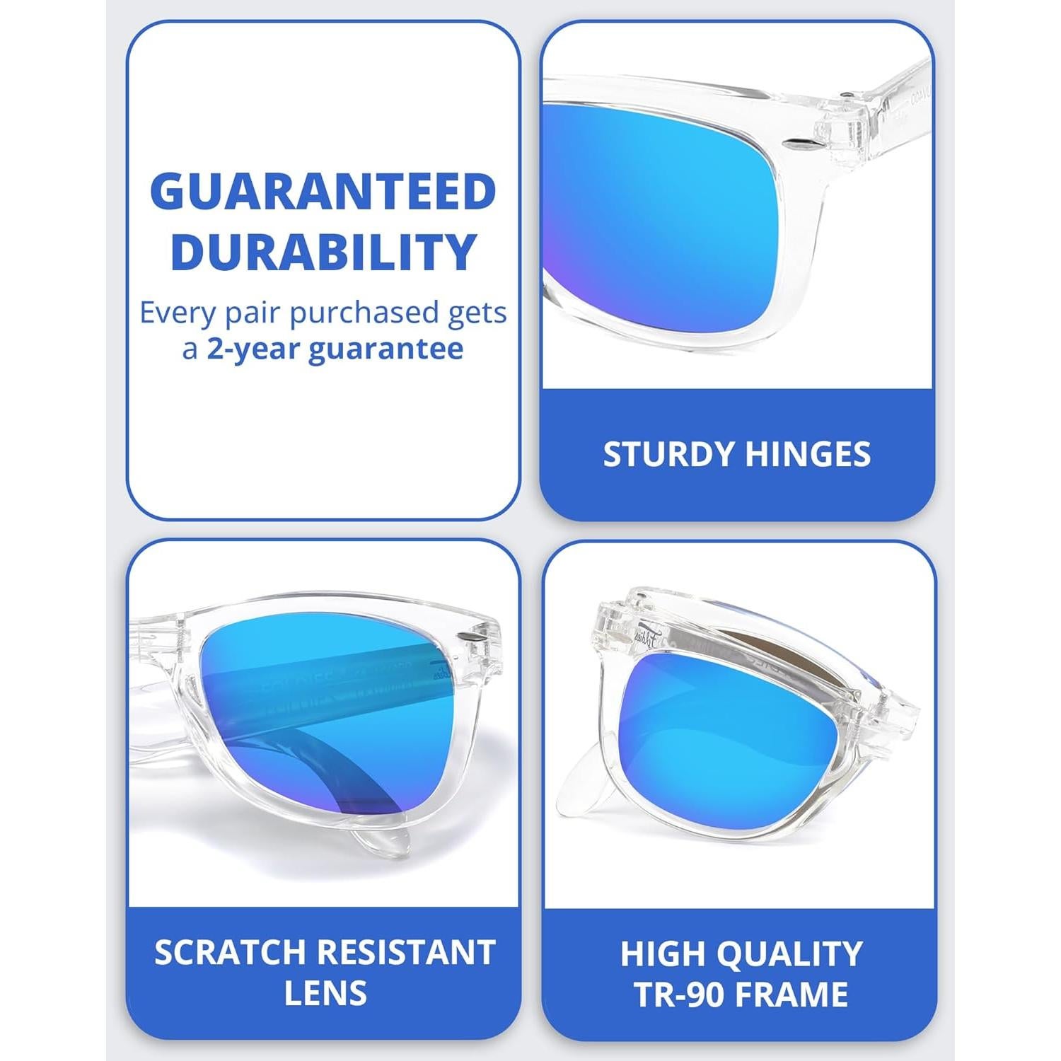 Gafas de sol plegables HepTEK UV400 con estuche de cuero