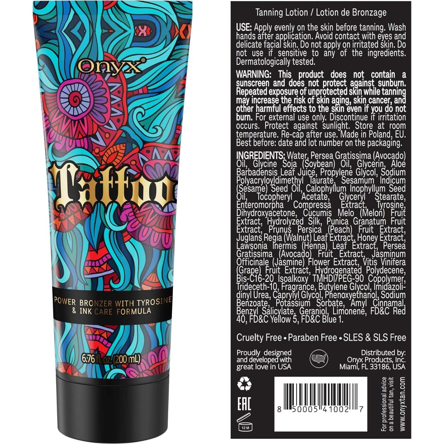 Loción bronceadora Onyx Tattoo 200 ml - Protección tatuajes