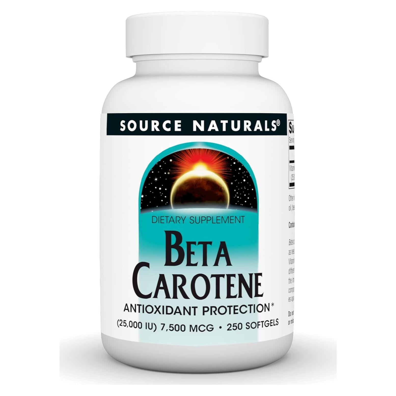 Beta Caroteno 25000 IU Source Naturals 250 Softgels Antioxidante