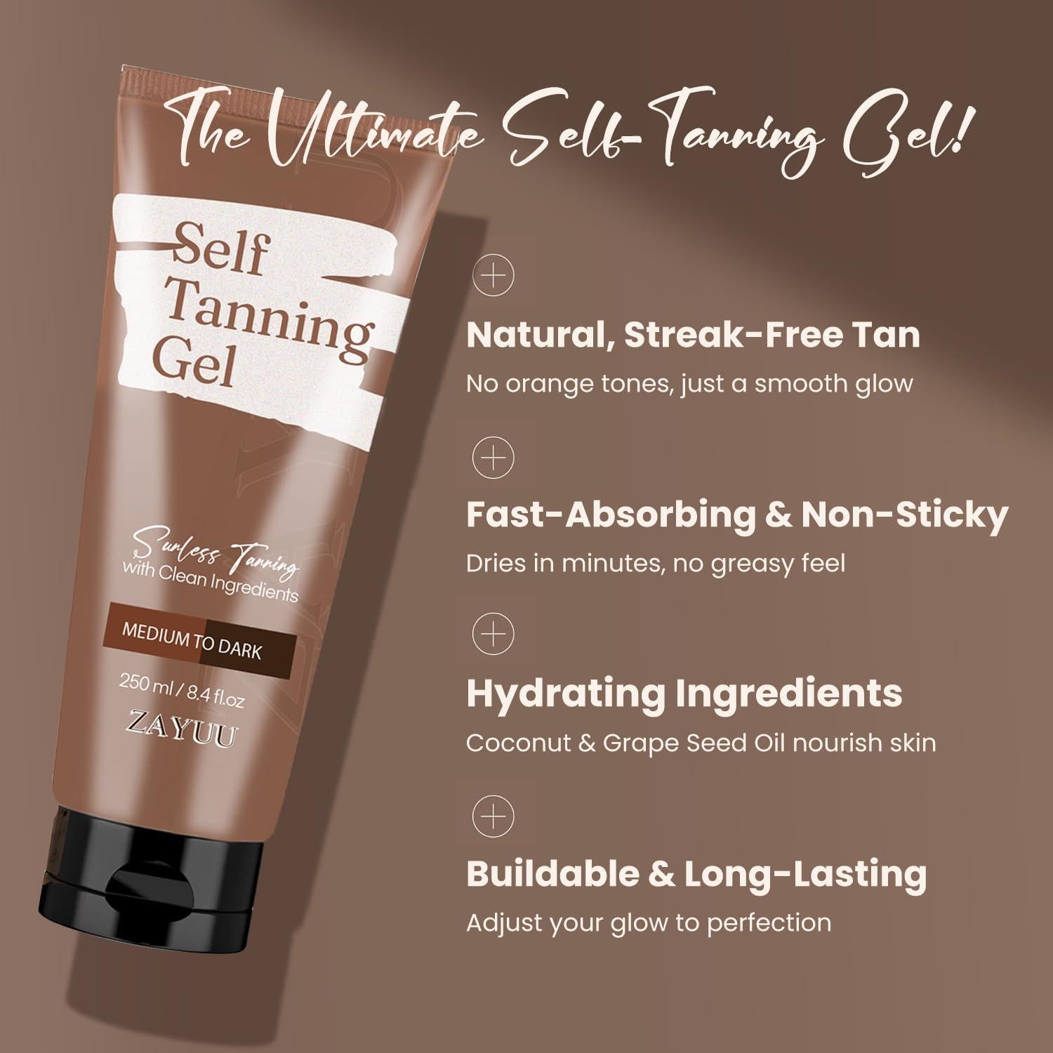 Gel Autobronceador ZAYUU 248 ml - Bronceado Natural Sin Sol