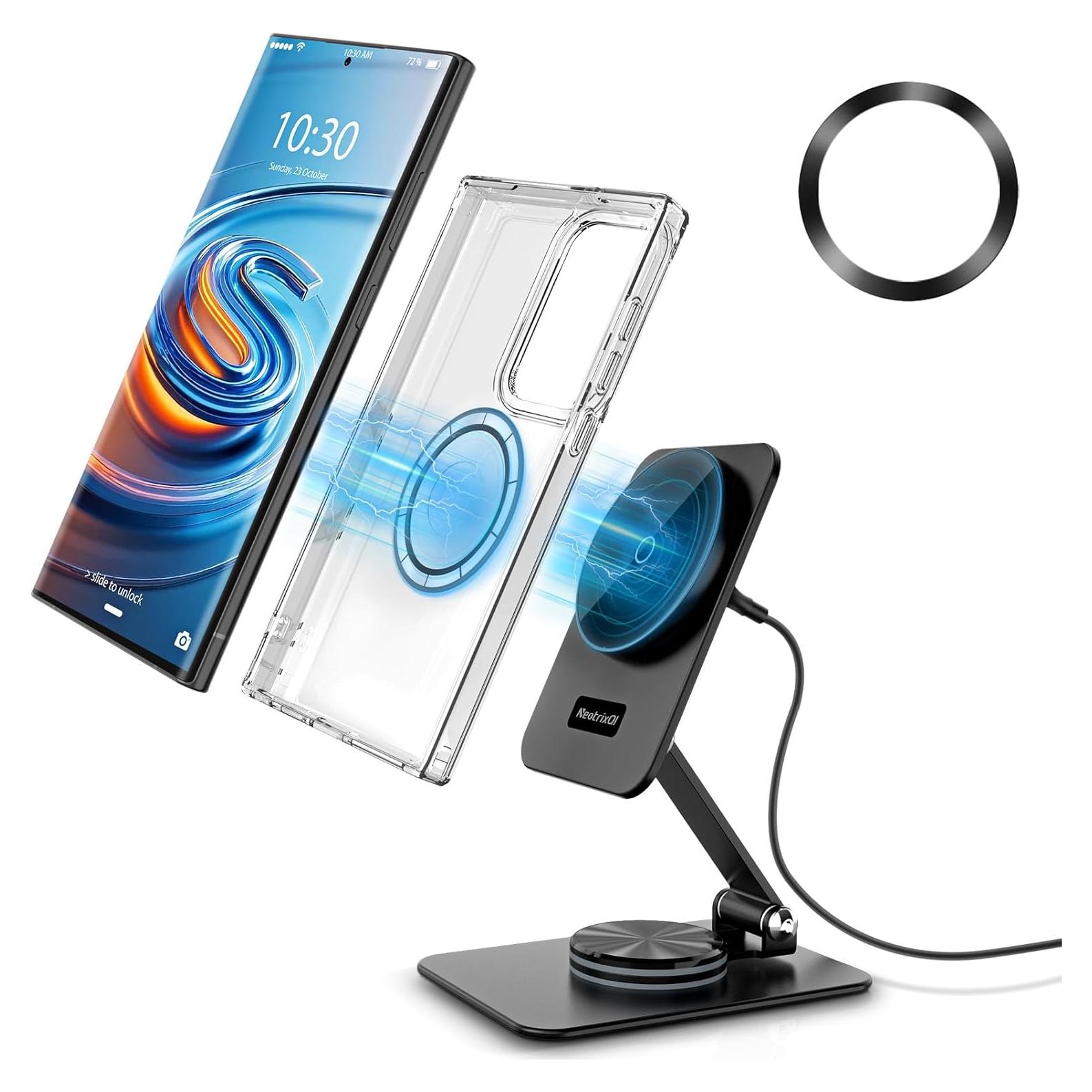 Soporte Cargador Inalámbrico MagSafe NeotrixQI 15W Ajustable Negro