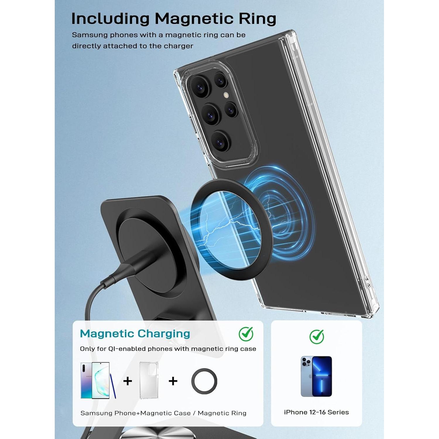 Soporte Cargador Inalámbrico MagSafe NeotrixQI 15W Ajustable Negro