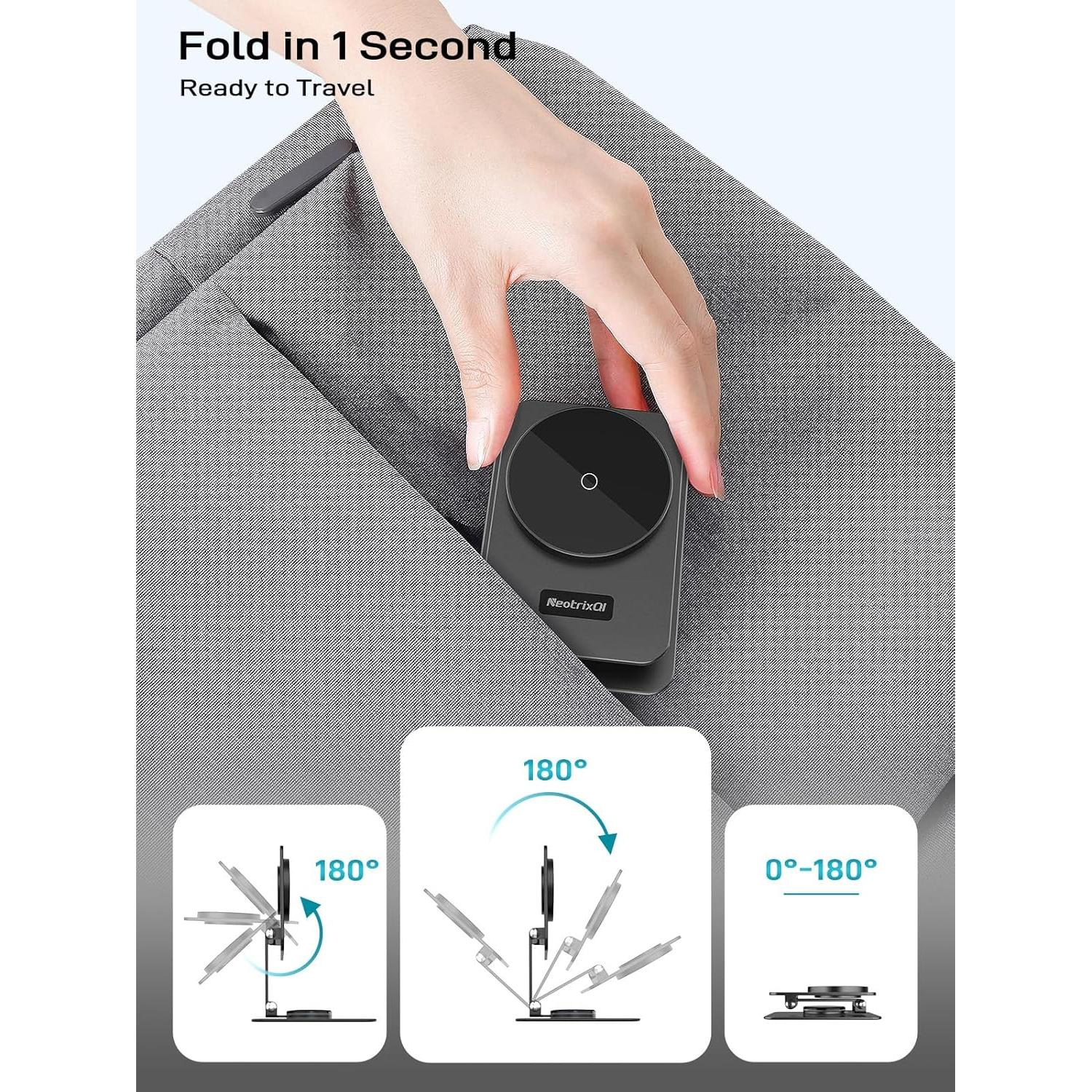 Soporte Cargador Inalámbrico MagSafe NeotrixQI 15W Ajustable Negro