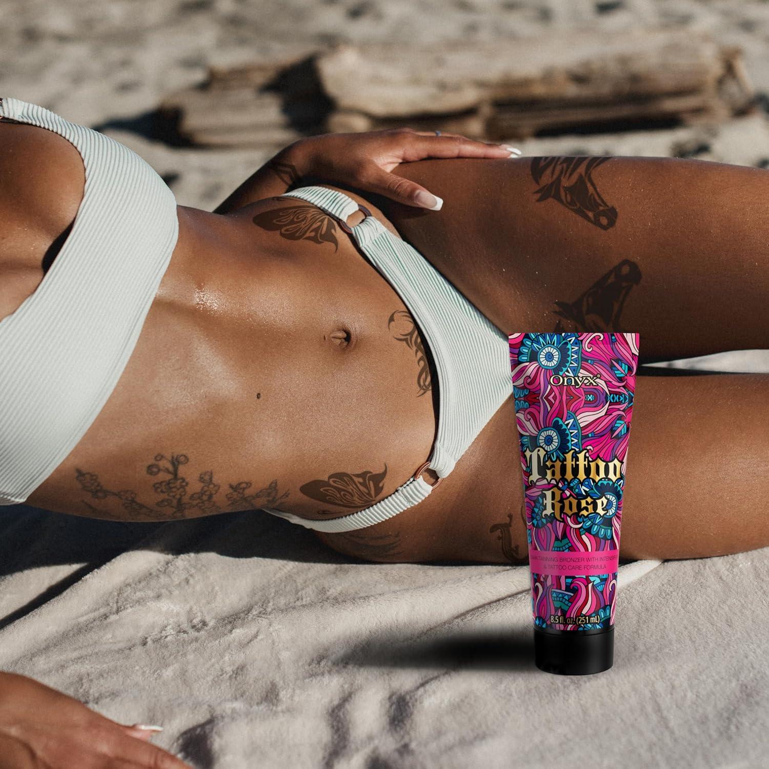 Loción bronceadora Onyx Tattoo Rose 249g - Acelerador Hidratante