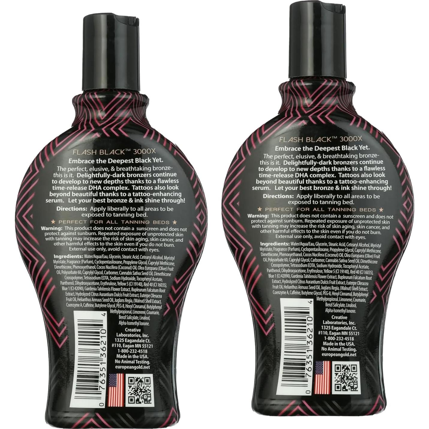 Loción bronceadora interior European Gold Flash Black 3000X 354 ml