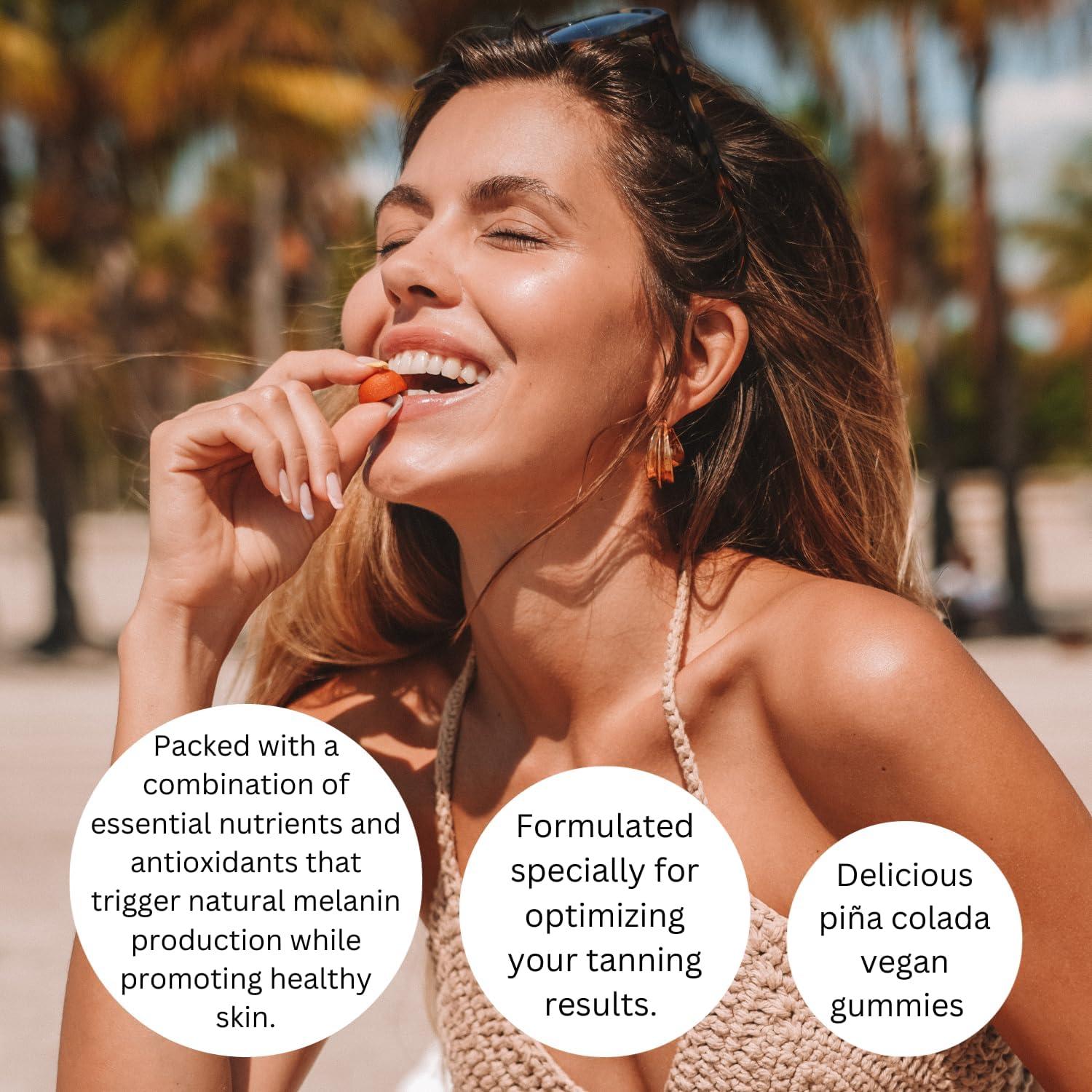 Gomitas Bronceadoras Glow Verano - Sabor Piña, Coco y Fresa - Vegano