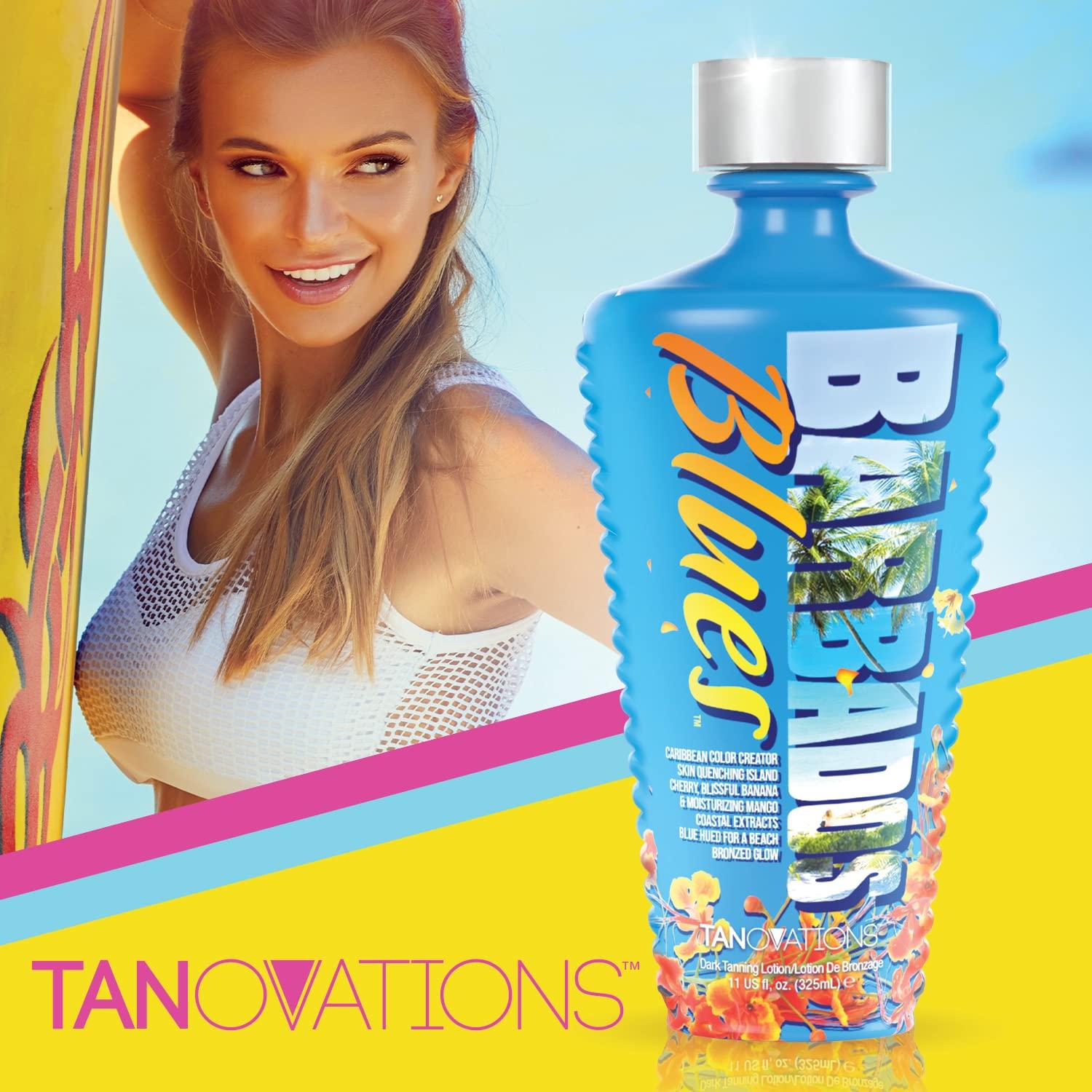 Loción Bronceadora Tanovations Barbados Blues 311g - Hidratante Azul