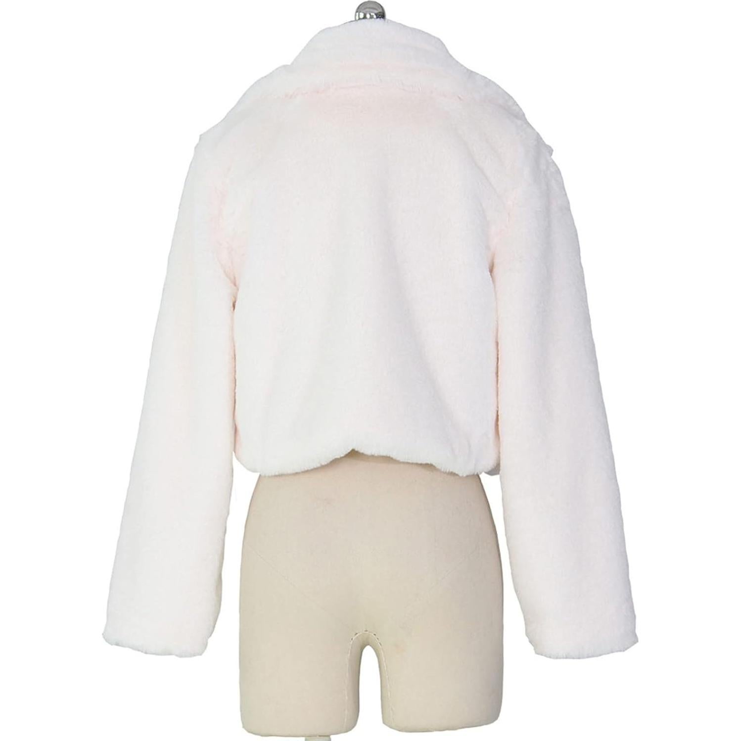 LCMTWX Womens Winter Outerwear Faux Fur Long Jacket Faux Sleeve Short Warm Women's Coat Long Sleeve Pockets Shaggy Purple