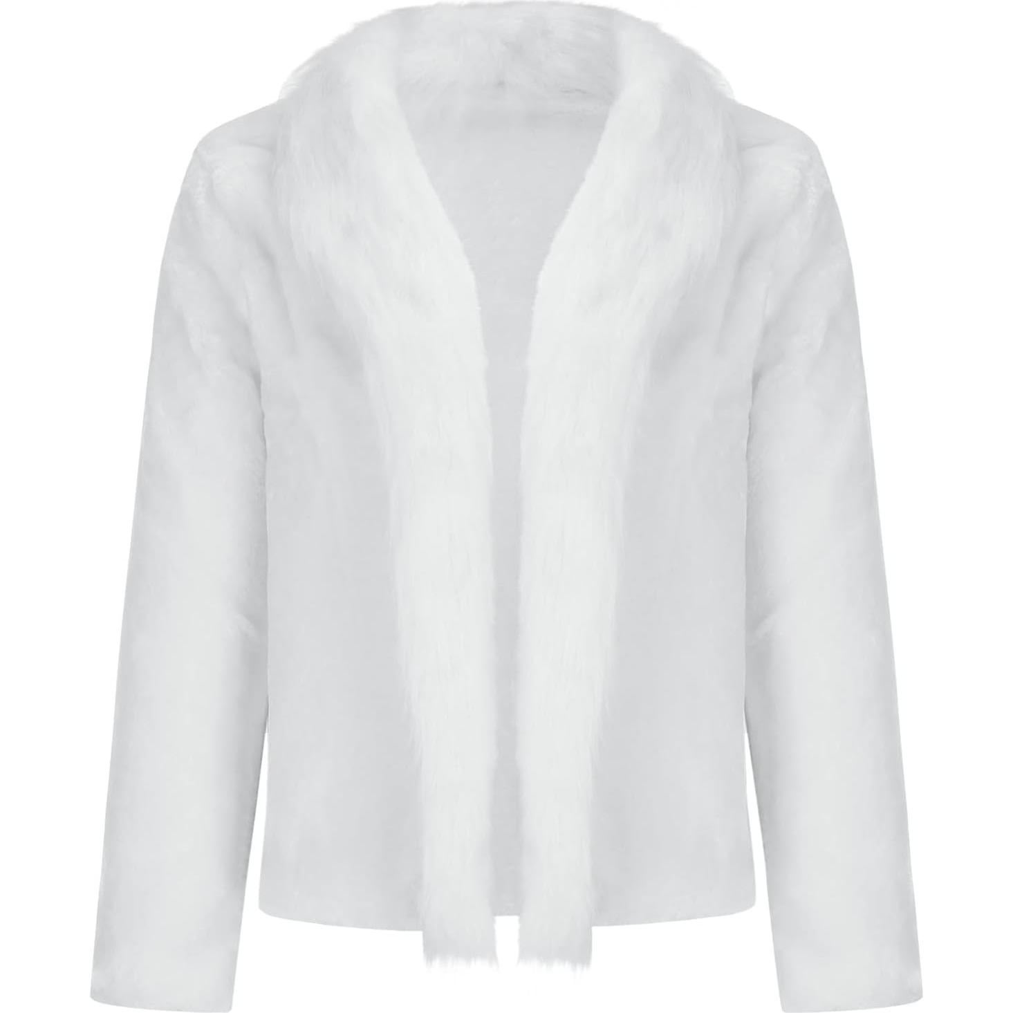 LCMTWX Womens Winter Outerwear Faux Fur Long Jacket Faux Sleeve Short Warm Women's Coat Long Sleeve Pockets Shaggy Purple