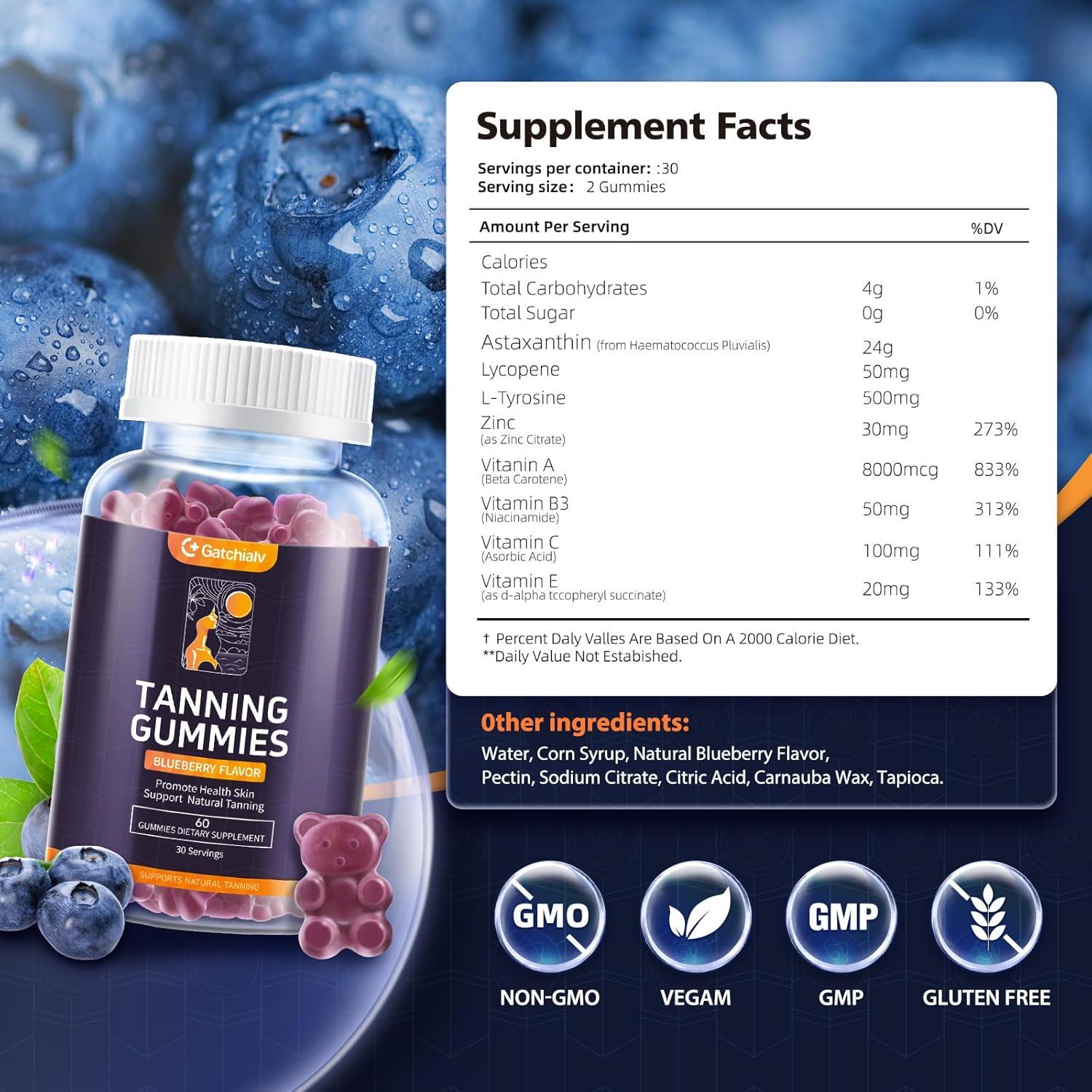 Gomitas Bronceadoras Veganas Gatchialv - 60 Unidades