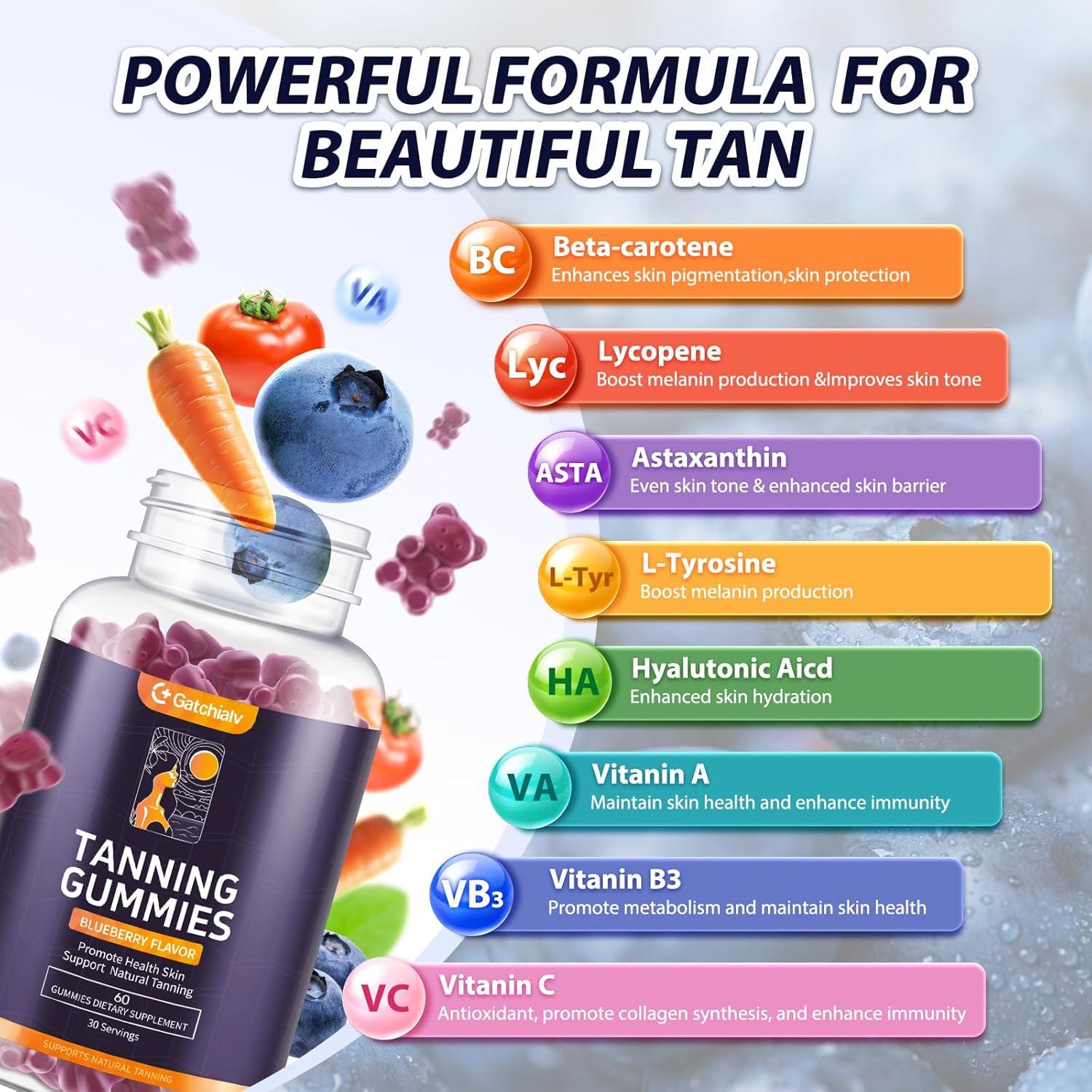 Gomitas Bronceadoras Veganas Gatchialv - 60 Unidades