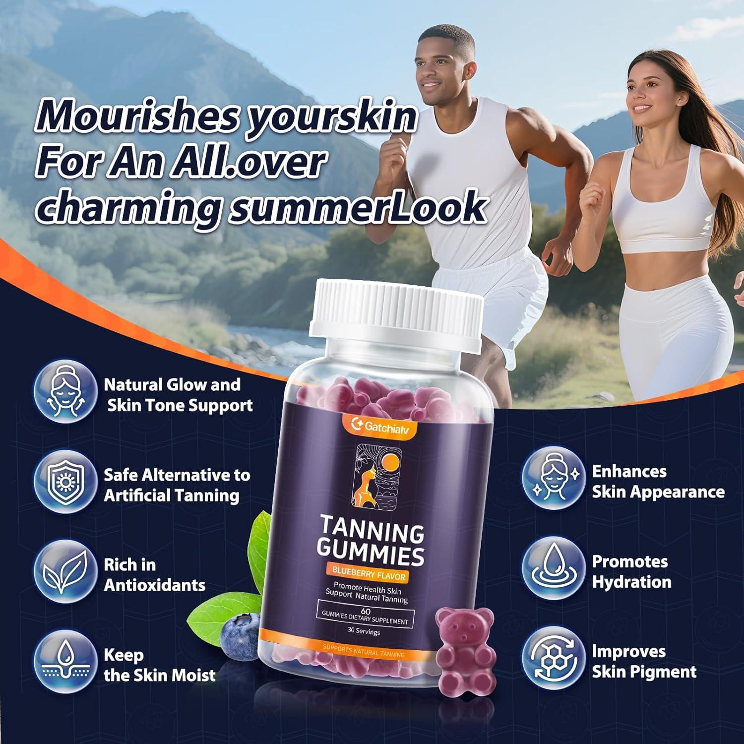 Gomitas Bronceadoras Veganas Gatchialv - 60 Unidades