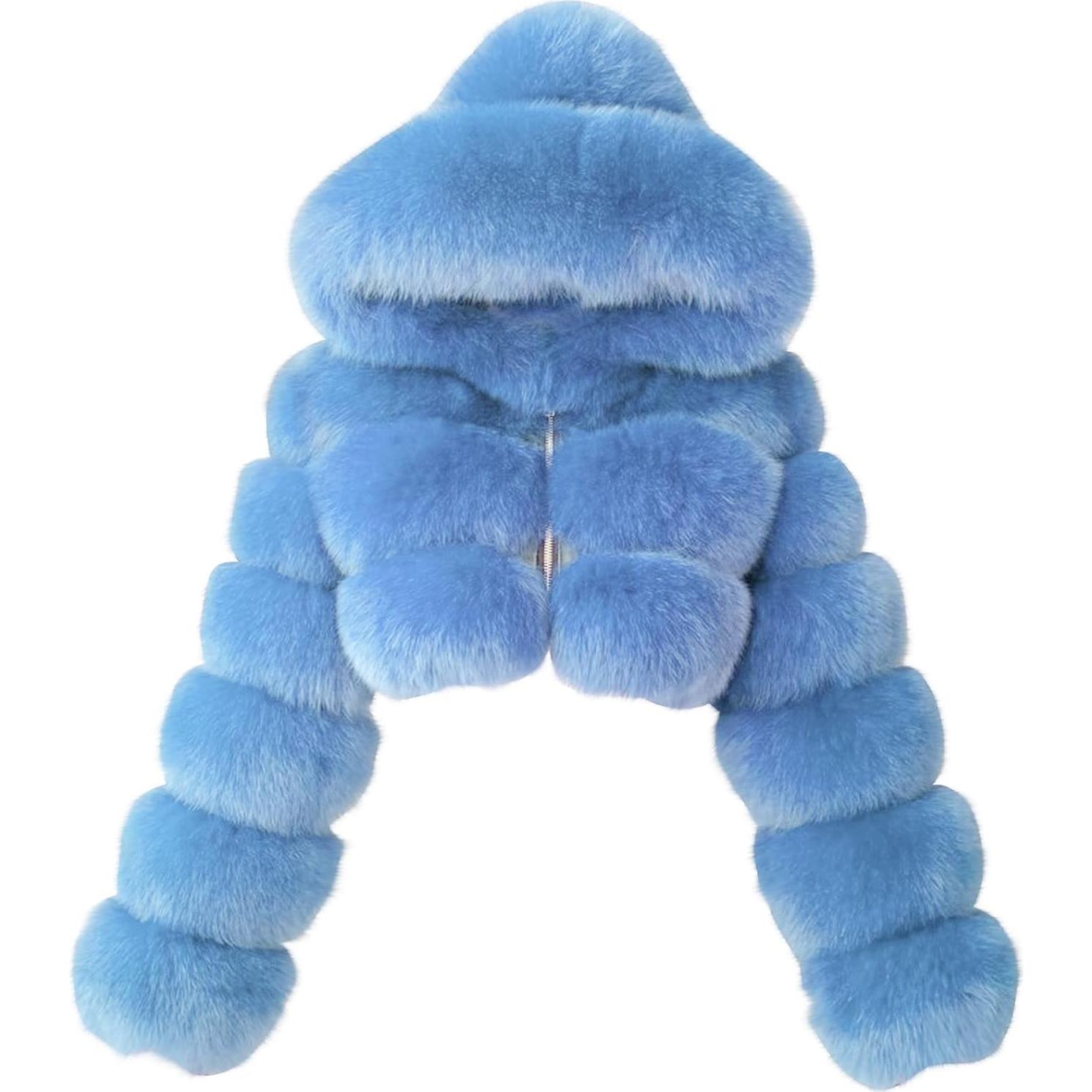 LCMTWX Womens Winter Outerwear Faux Fur Long Jacket Faux Sleeve Short Warm Women's Coat Long Sleeve Pockets Shaggy Purple