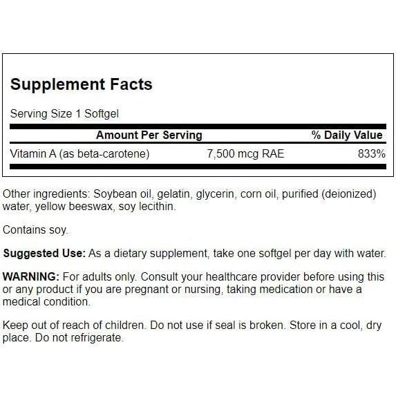 Swanson Beta-Caroteno 25000 IU 100 Geles Antioxidante