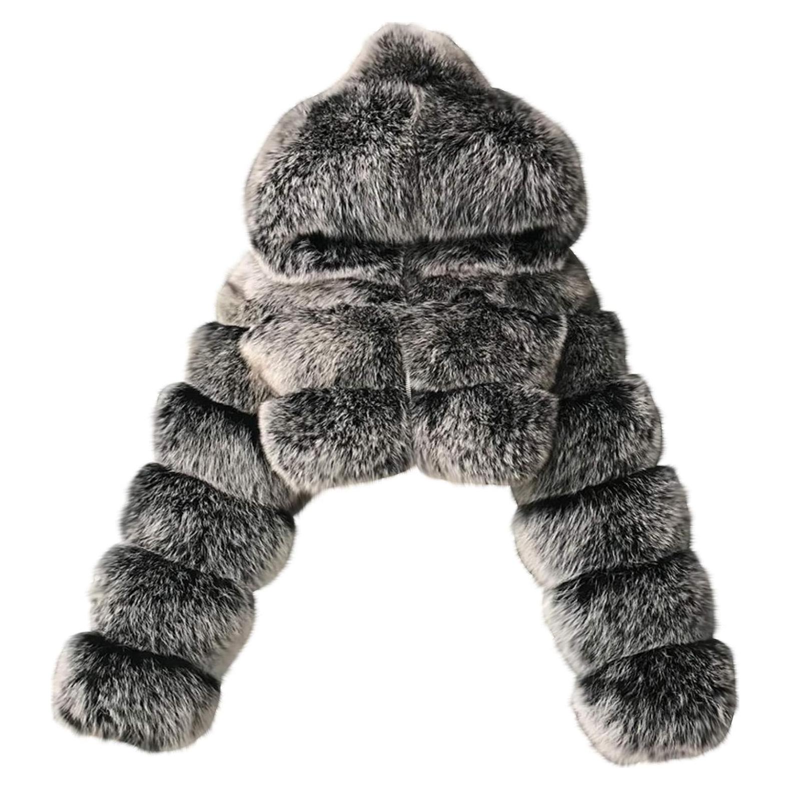 LCMTWX Womens Winter Outerwear Faux Fur Long Jacket Faux Sleeve Short Warm Women's Coat Long Sleeve Pockets Shaggy Purple