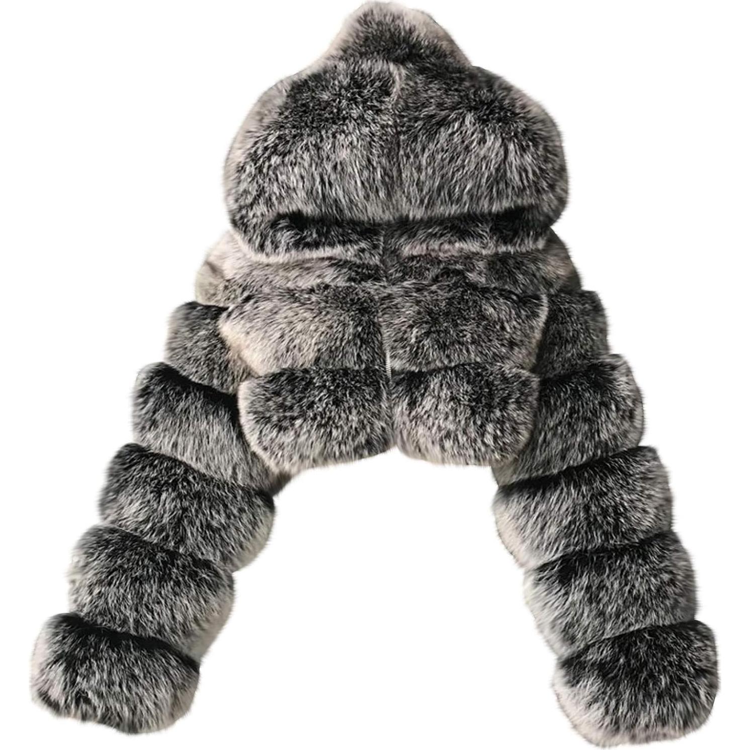 LCMTWX Womens Winter Outerwear Faux Fur Long Jacket Faux Sleeve Short Warm Women's Coat Long Sleeve Pockets Shaggy Purple