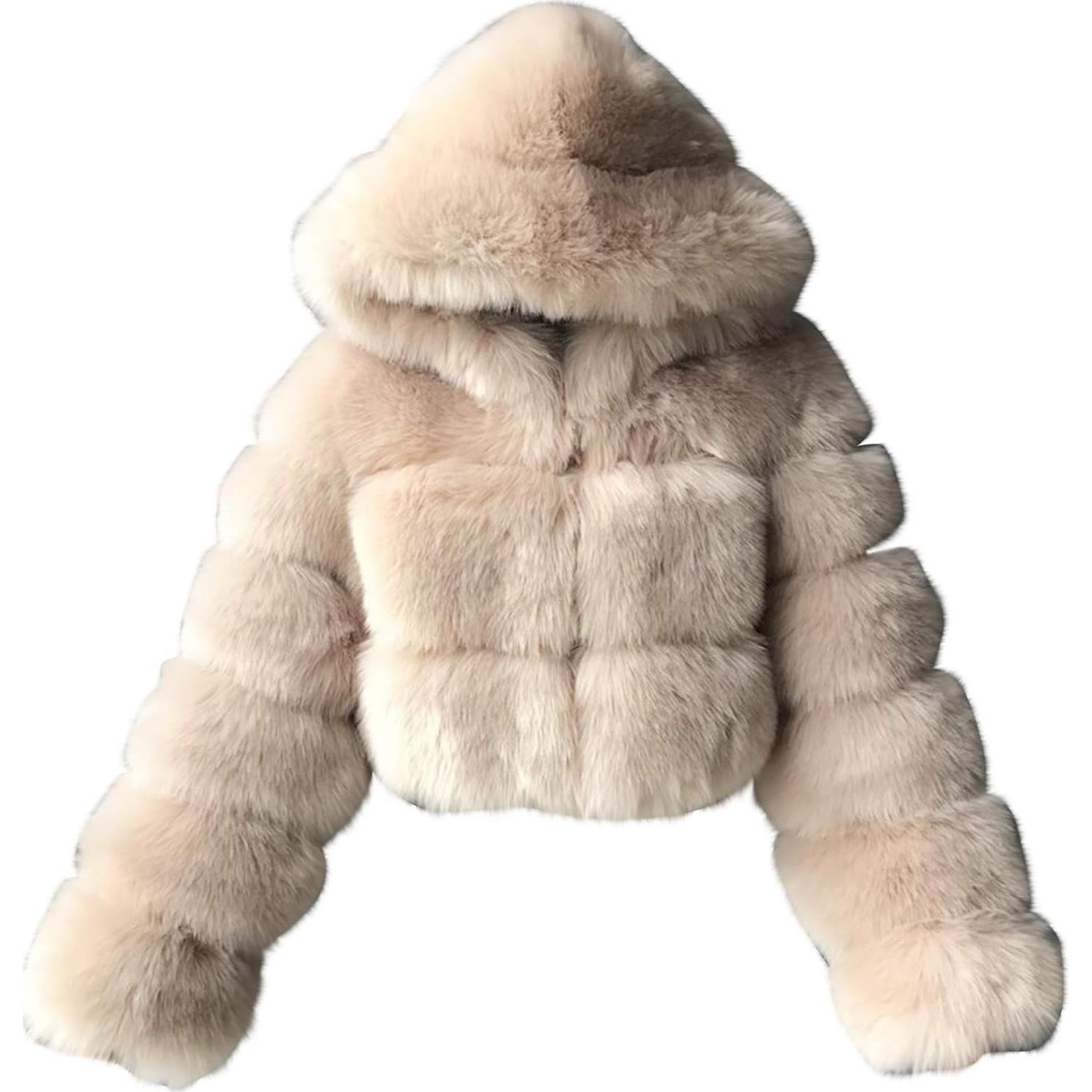 LCMTWX Womens Winter Outerwear Faux Fur Long Jacket Faux Sleeve Short Warm Women's Coat Long Sleeve Pockets Shaggy Purple