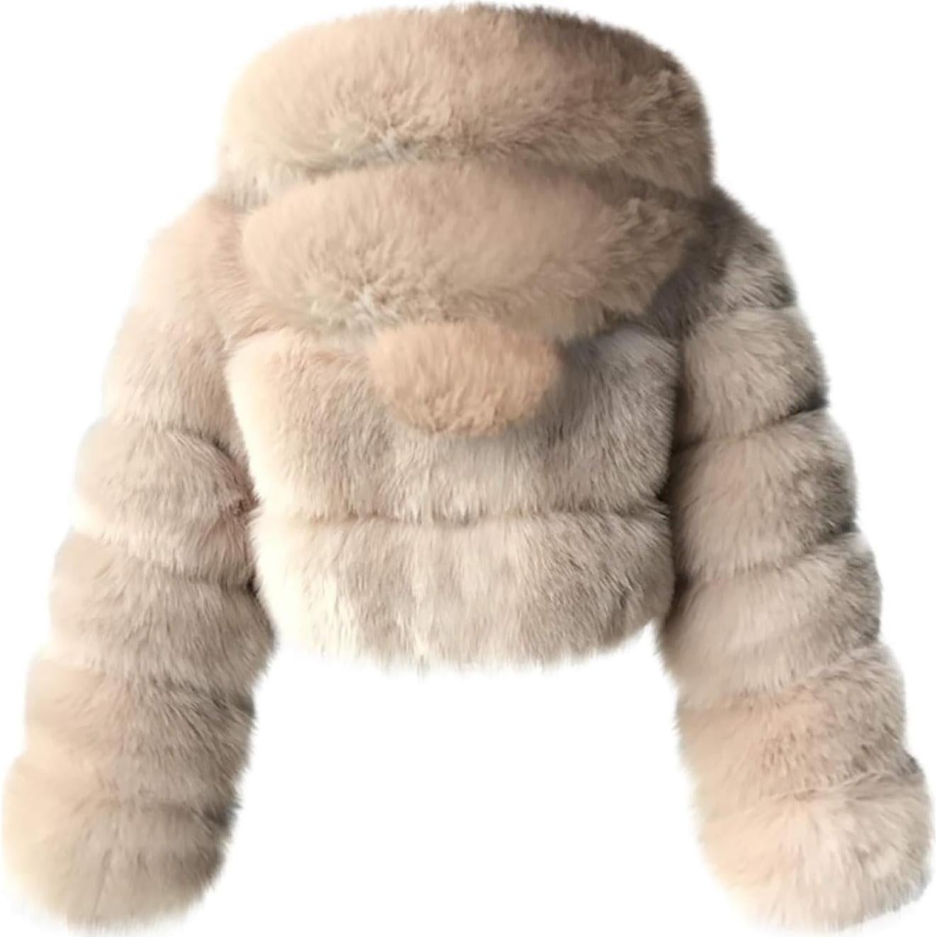 LCMTWX Womens Winter Outerwear Faux Fur Long Jacket Faux Sleeve Short Warm Women's Coat Long Sleeve Pockets Shaggy Purple