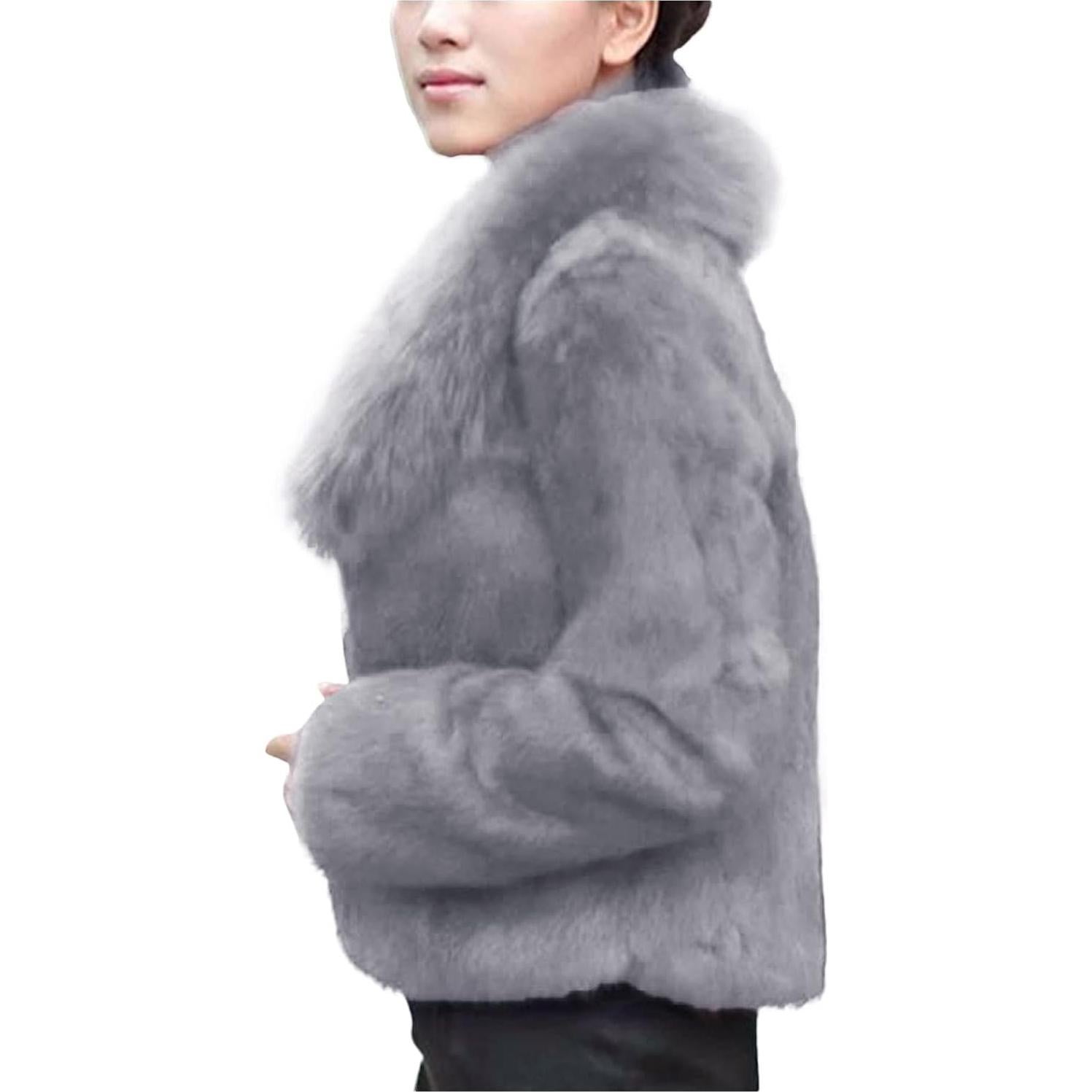 LCMTWX Womens Winter Outerwear Faux Fur Long Jacket Faux Sleeve Short Warm Women's Coat Long Sleeve Pockets Shaggy Purple
