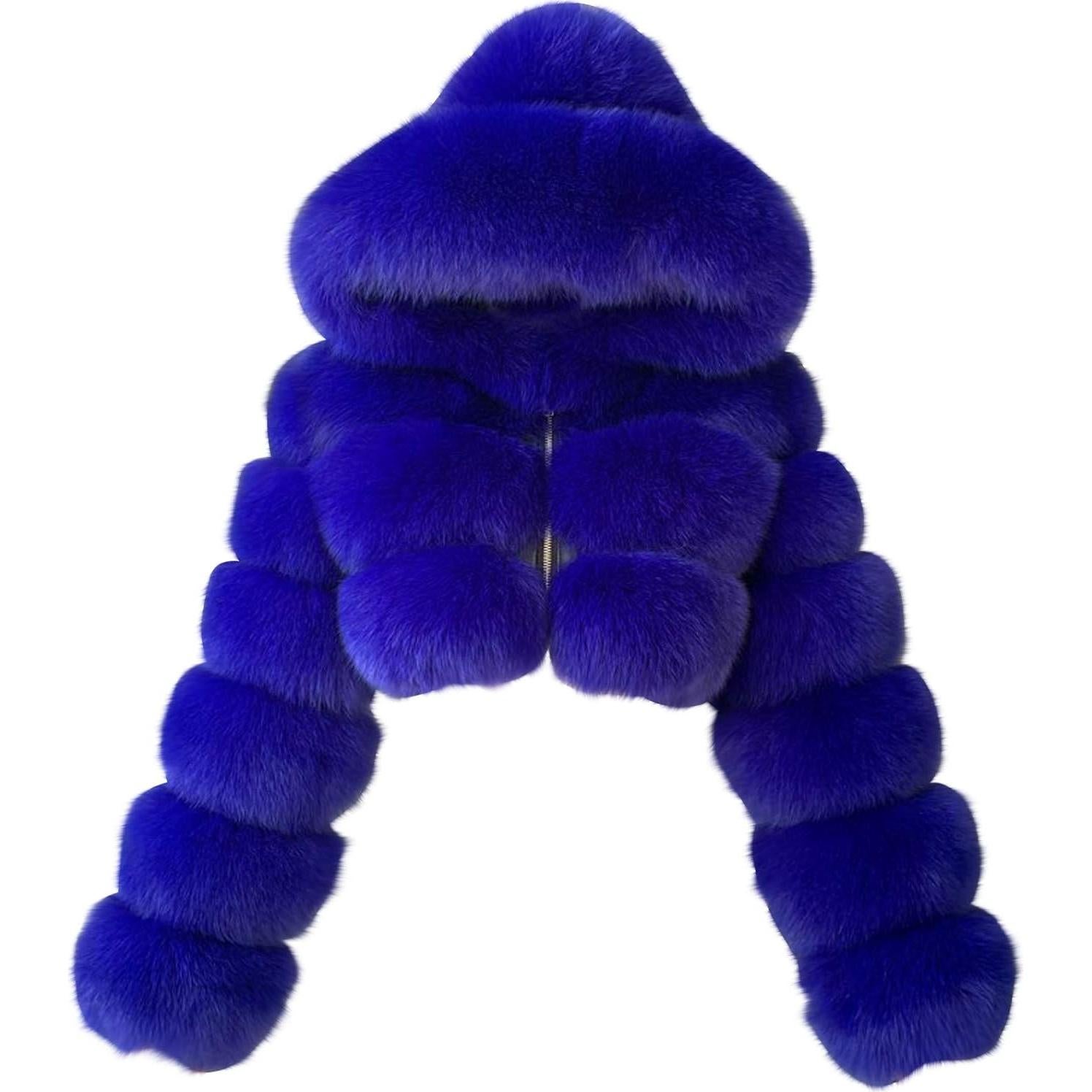 LCMTWX Womens Winter Outerwear Faux Fur Long Jacket Faux Sleeve Short Warm Women's Coat Long Sleeve Pockets Shaggy Purple