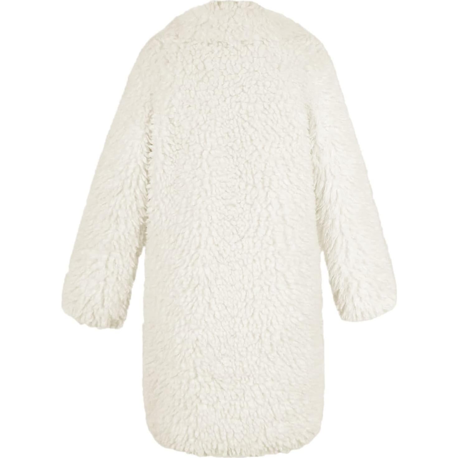 LCMTWX Womens Winter Outerwear Faux Fur Long Jacket Faux Sleeve Short Warm Women's Coat Long Sleeve Pockets Shaggy Purple