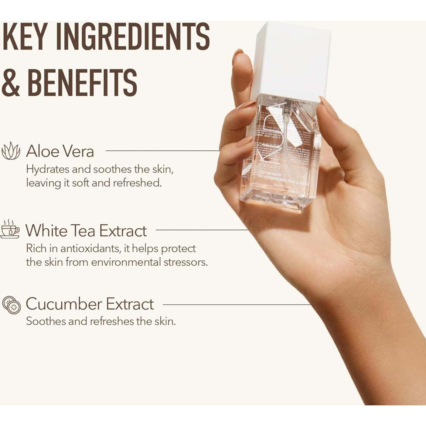 Agua Bronceadora Facial Nuda 75 mL - Brillo Natural y Gradual