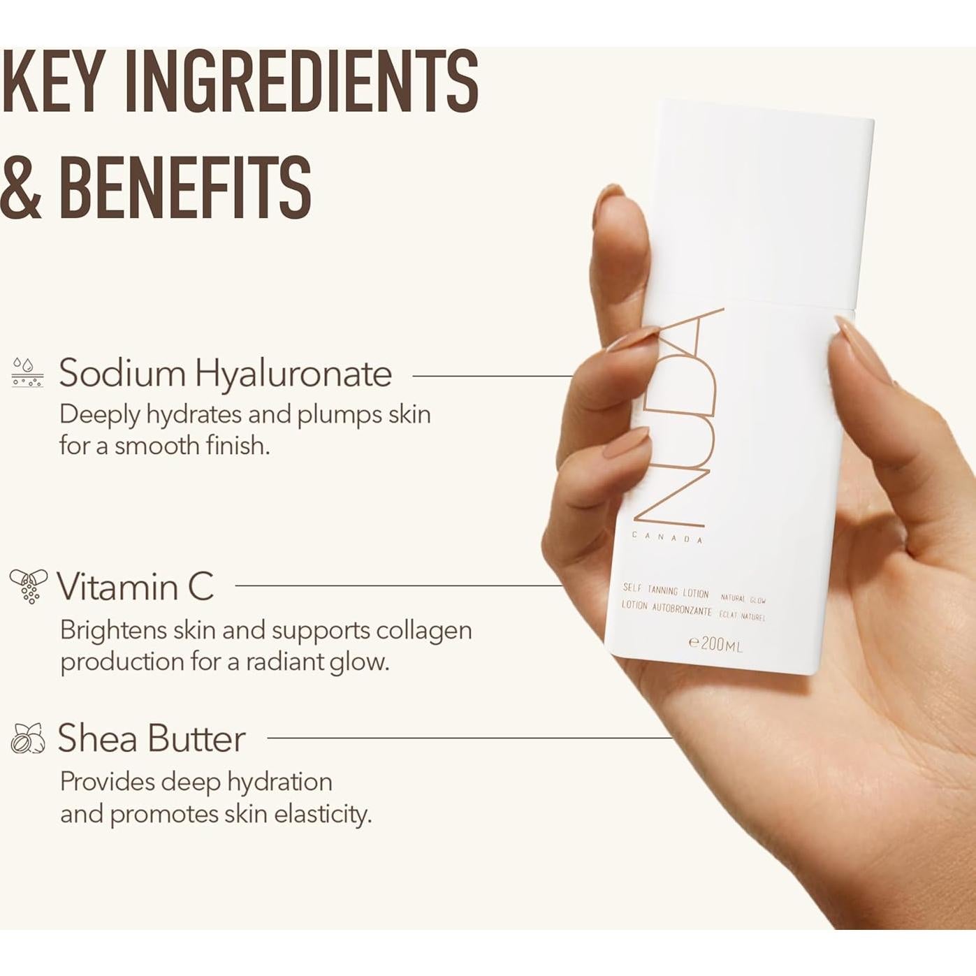 Loción Autobronceadora Nuda 190g - Bronceado Gradual Sin Rayas