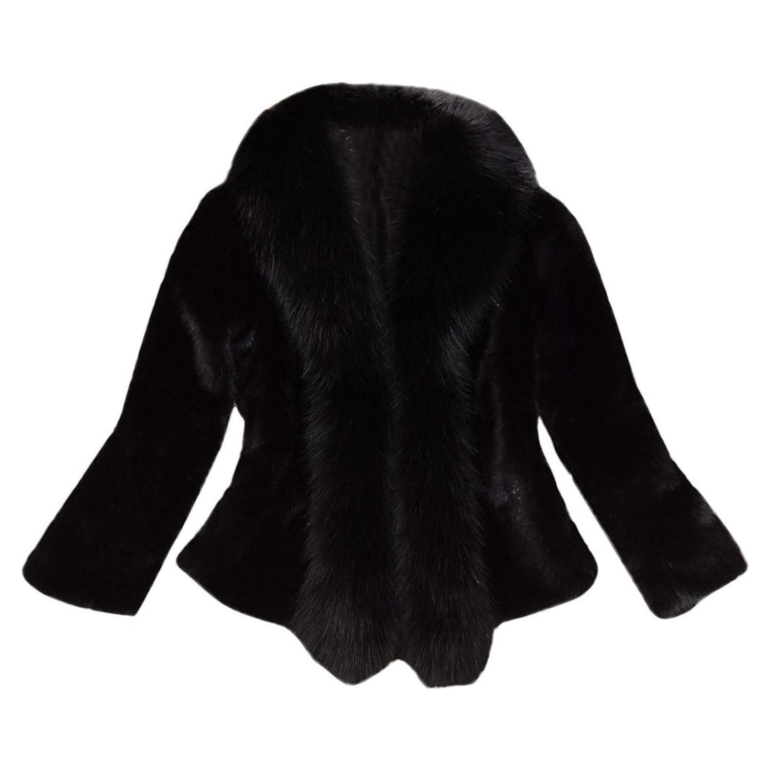 LCMTWX Womens Winter Outerwear Faux Fur Long Jacket Faux Sleeve Short Warm Women's Coat Long Sleeve Pockets Shaggy Purple