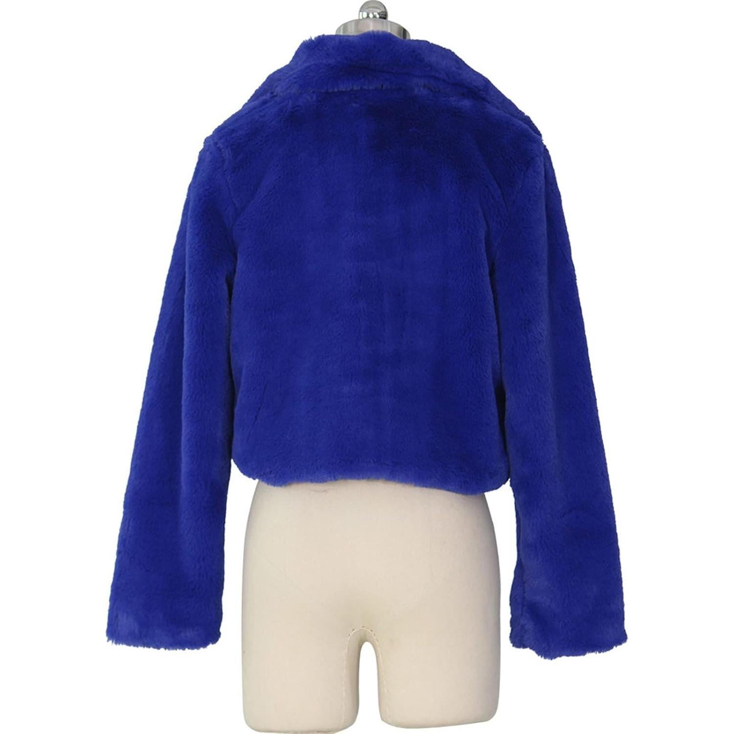 LCMTWX Womens Winter Outerwear Faux Fur Long Jacket Faux Sleeve Short Warm Women's Coat Long Sleeve Pockets Shaggy Purple