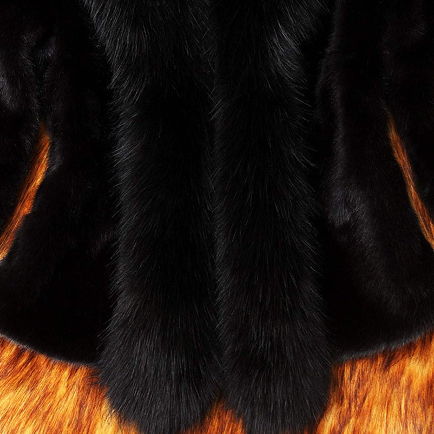 LCMTWX Womens Winter Outerwear Faux Fur Long Jacket Faux Sleeve Short Warm Women's Coat Long Sleeve Pockets Shaggy Purple