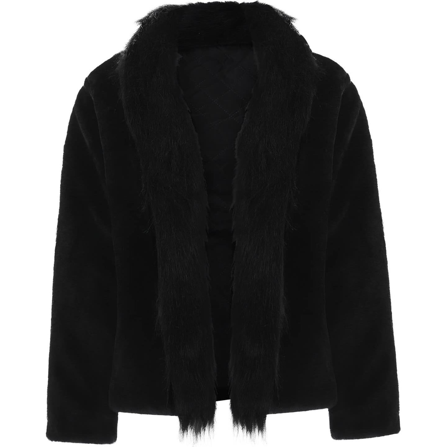 LCMTWX Womens Winter Outerwear Faux Fur Long Jacket Faux Sleeve Short Warm Women's Coat Long Sleeve Pockets Shaggy Purple