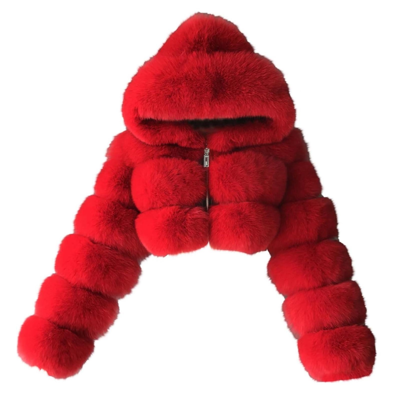 LCMTWX Womens Winter Outerwear Faux Fur Long Jacket Faux Sleeve Short Warm Women's Coat Long Sleeve Pockets Shaggy Purple