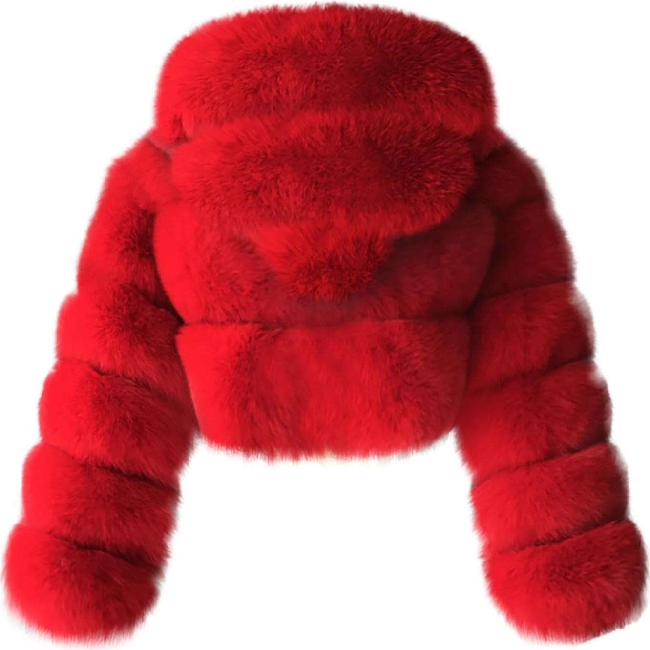 LCMTWX Womens Winter Outerwear Faux Fur Long Jacket Faux Sleeve Short Warm Women's Coat Long Sleeve Pockets Shaggy Purple