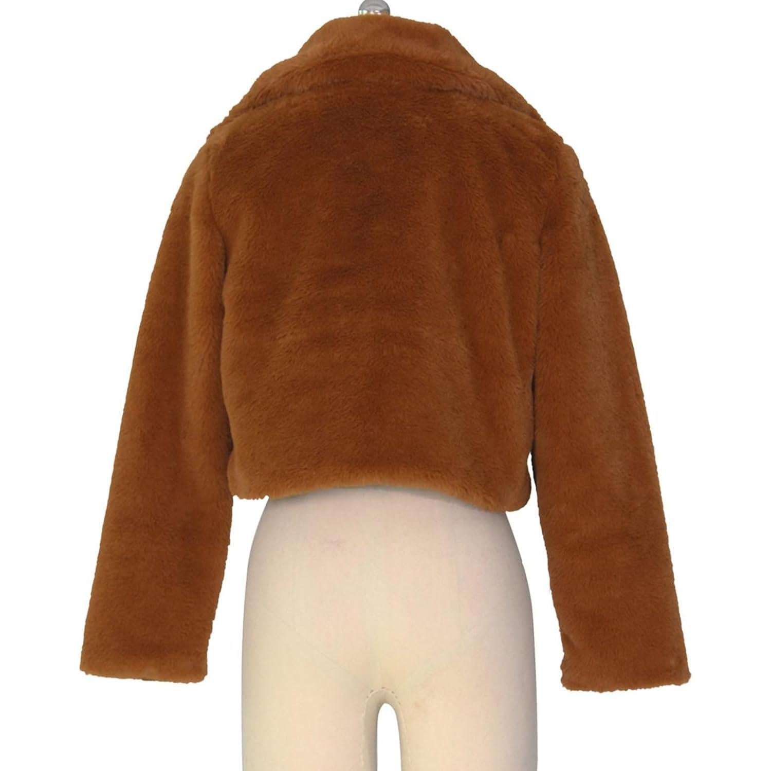 LCMTWX Womens Winter Outerwear Faux Fur Long Jacket Faux Sleeve Short Warm Women's Coat Long Sleeve Pockets Shaggy Purple