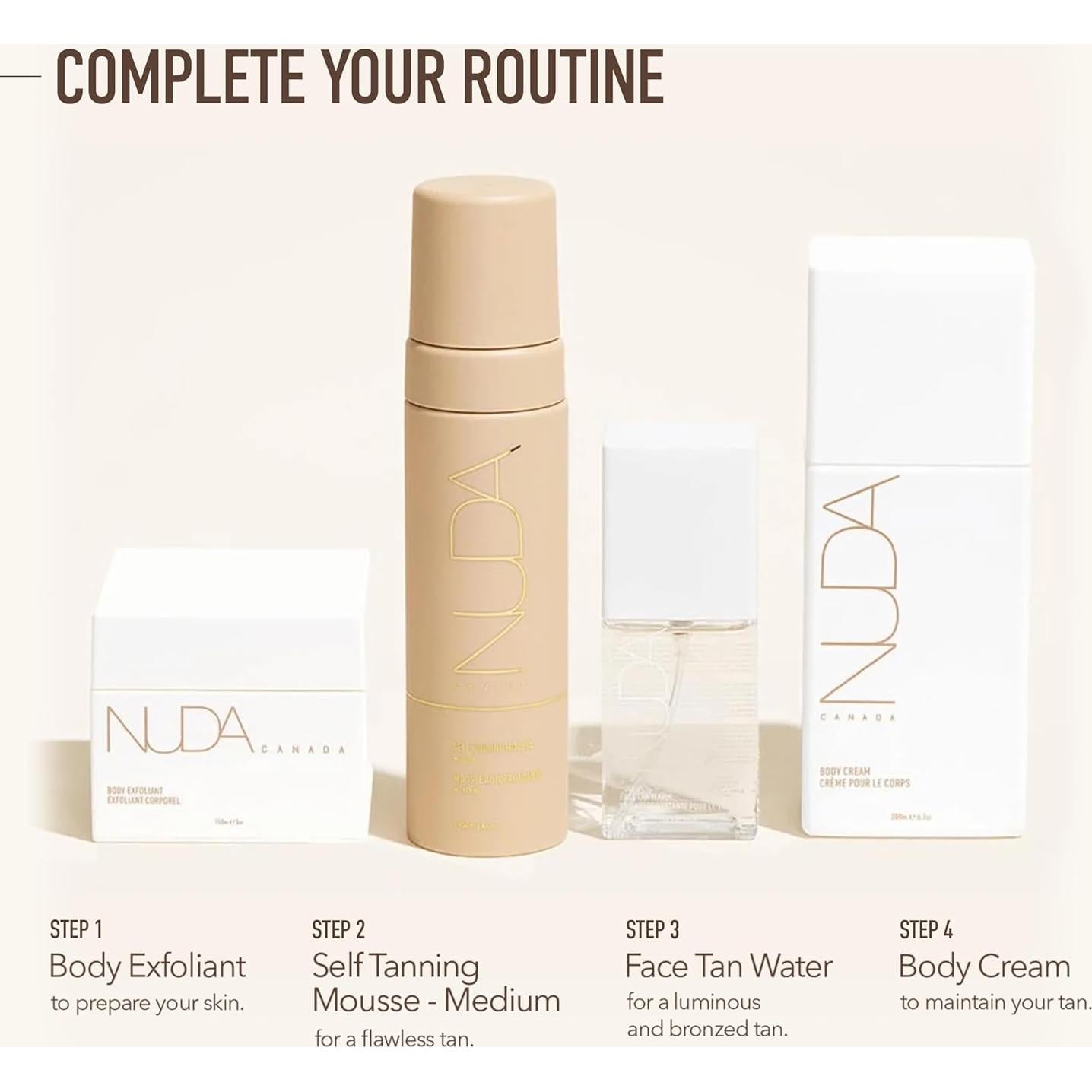 Mousse Autobronceador Nuda Medio 335 ml, Secado Rápido, Vegano