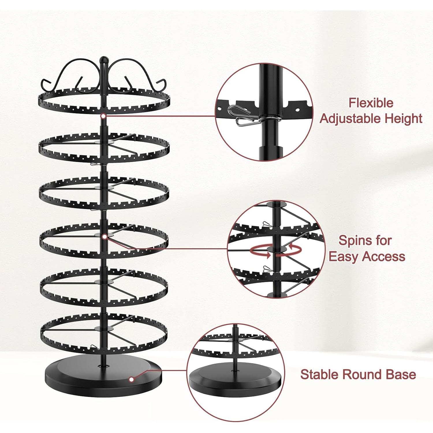 Organizador de Pendientes MODOWEY 6 Niveles Ajustable Negro