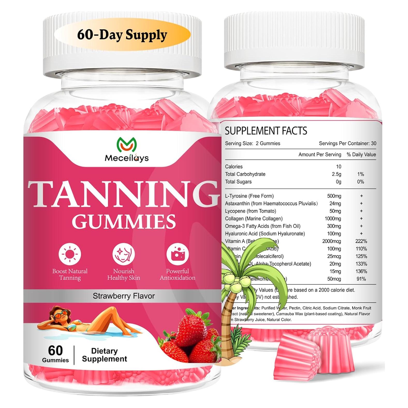 Gominolas Bronceadoras Meceilays 120 Unidades Sabor Fresa