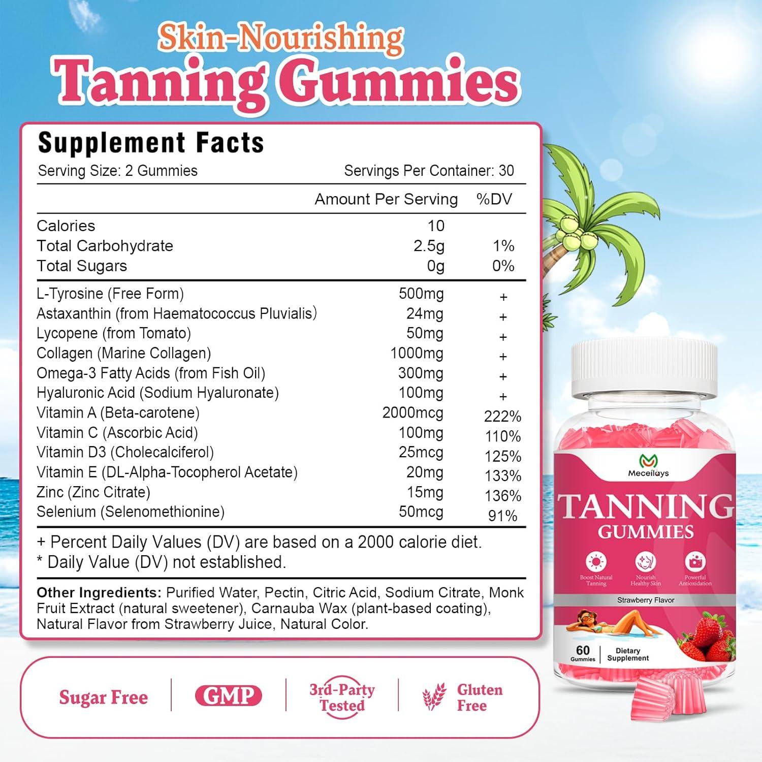 Gominolas Bronceadoras Meceilays 120 Unidades Sabor Fresa