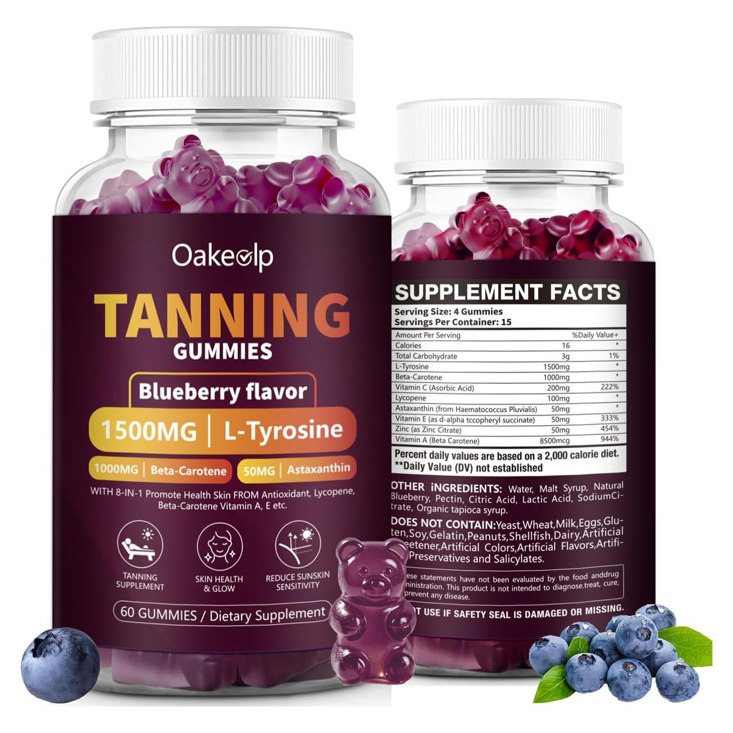 Gomitas Bronceadoras Oakevlp 60 Unidades 1500mg L-Tirosina